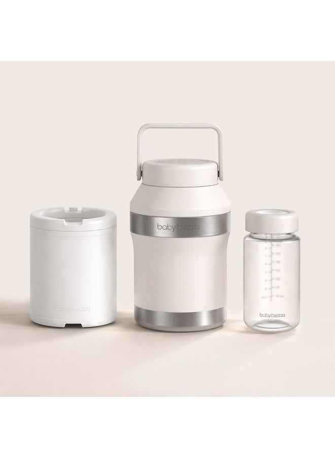 Baby Brezza All-Day Breastmilk Cooler 300ml - Keeps Breastmilk Cold For Up To 12 Hours. Double-Insulated Stainless Steel Thermos Holds a  360° Ice Pack That Surrounds a 300ml Milk Storage Bottle. Easy