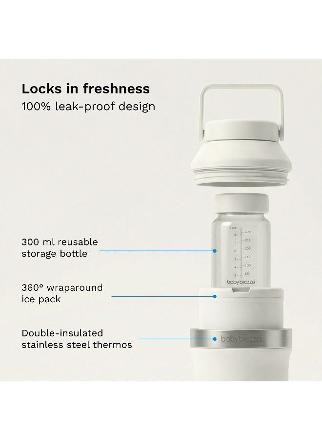 Baby Brezza All-Day Breastmilk Cooler 300ml - Keeps Breastmilk Cold For Up To 12 Hours. Double-Insulated Stainless Steel Thermos Holds a  360° Ice Pack That Surrounds a 300ml Milk Storage Bottle. Easy To Use. Carry Handle - Image 4