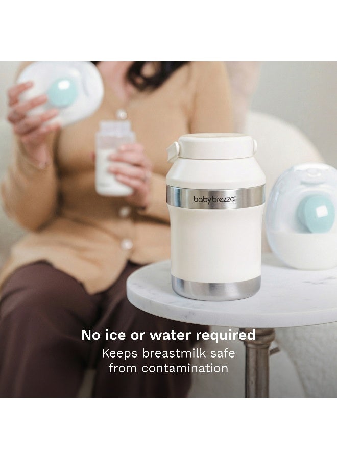 Baby Brezza All-Day Breastmilk Cooler 300ml - Keeps Breastmilk Cold For Up To 12 Hours. Double-Insulated Stainless Steel Thermos Holds a  360° Ice Pack That Surrounds a 300ml Milk Storage Bottle. Easy To Use. Carry Handle - Image 5