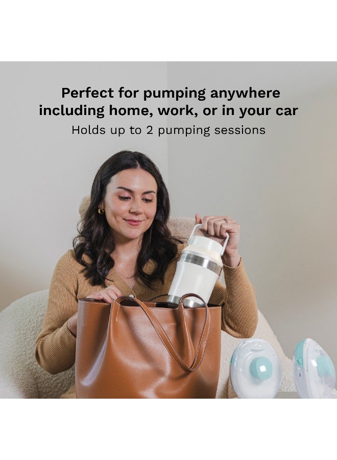 Baby Brezza All-Day Breastmilk Cooler 300ml - Keeps Breastmilk Cold For Up To 12 Hours. Double-Insulated Stainless Steel Thermos Holds a  360° Ice Pack That Surrounds a 300ml Milk Storage Bottle. Easy To Use. Carry Handle - Image 3