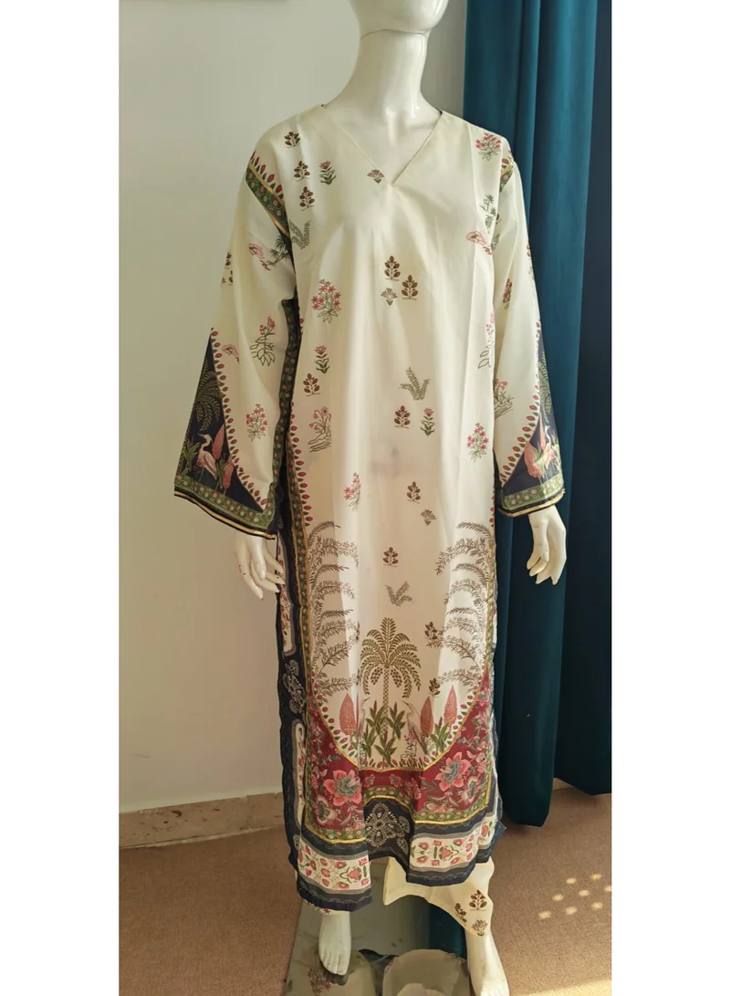 Bazm-A Fashion Atelier  Cream Printed 3-Piece Women's Ethnic Suit for Women | Best Price UAE