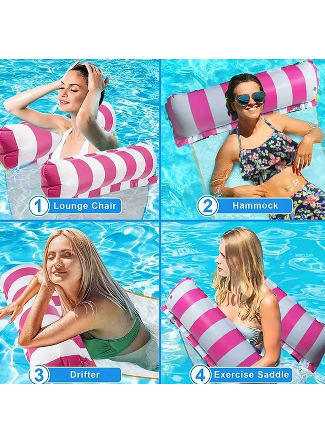 2pcs Inflatable Water Hammock Lounger Set Deep Blue Orange Multi Purpose Adult Pool Float Comfortable Rafting Chair For Relaxation Sunbathing Swimming Party Beach Fun - Image 3