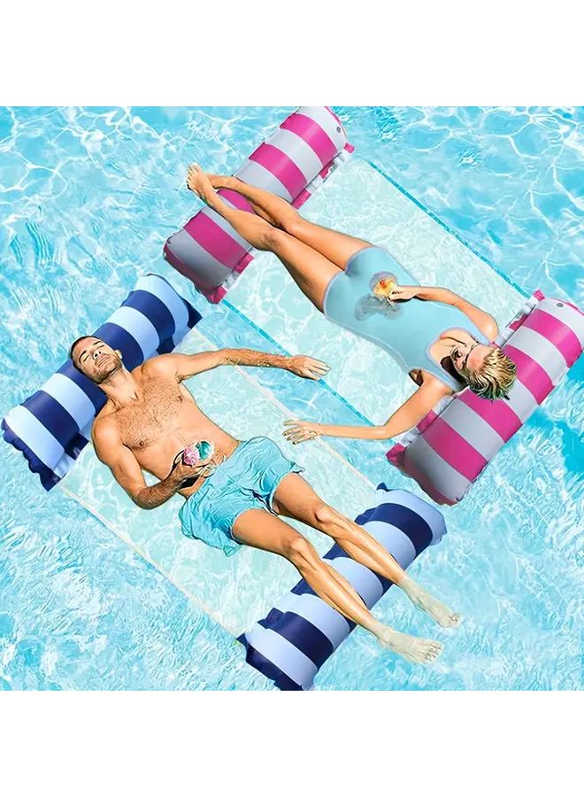2pcs Inflatable Water Hammock Lounger Set Deep Blue Orange Multi Purpose Adult Pool Float Comfortable Rafting Chair For Relaxation Sunbathing Swimming Party Beach Fun - Image 1