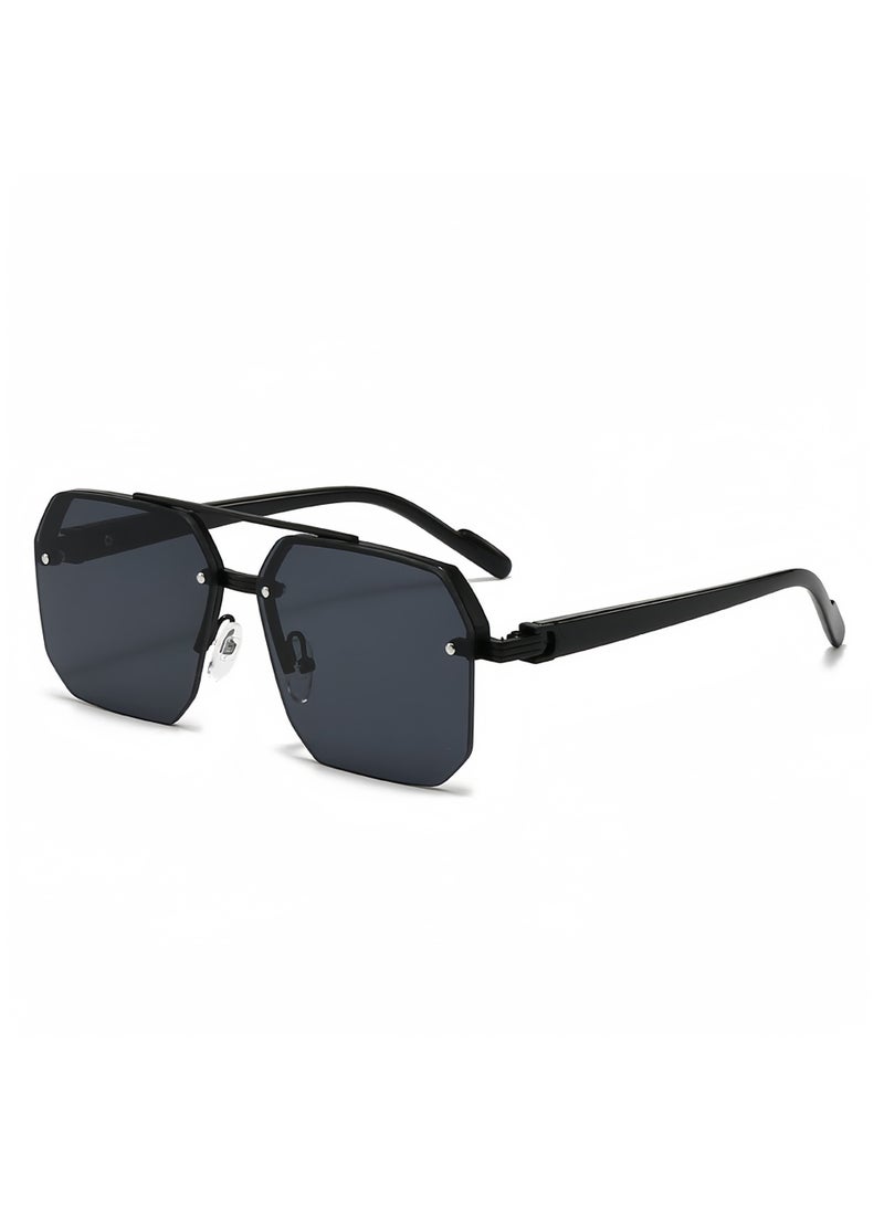 CoomBe Trendy Sunglasses Retro Double Bridge Metal for Mens Womens Driving Outdoor Eyewear Semi-Rimless Lentes UV400 Protection  - Image 1
