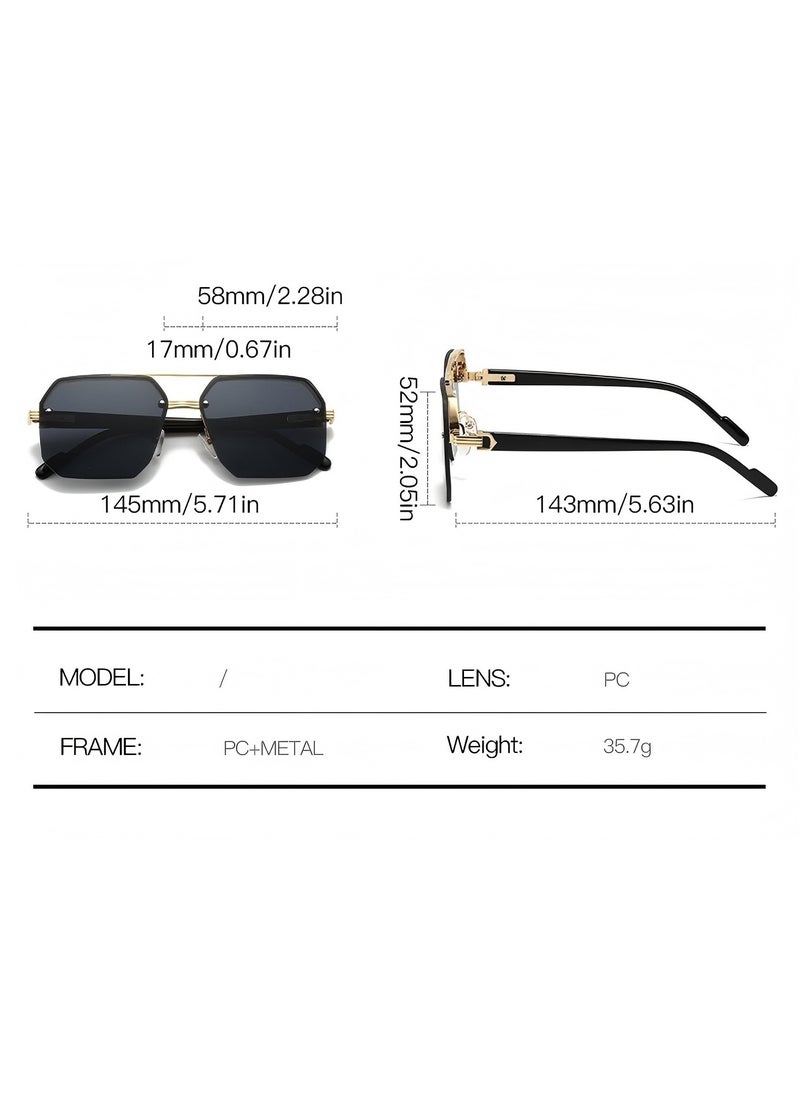 CoomBe Trendy Sunglasses Retro Double Bridge Metal for Mens Womens Driving Outdoor Eyewear Semi-Rimless Lentes UV400 Protection  - Image 4