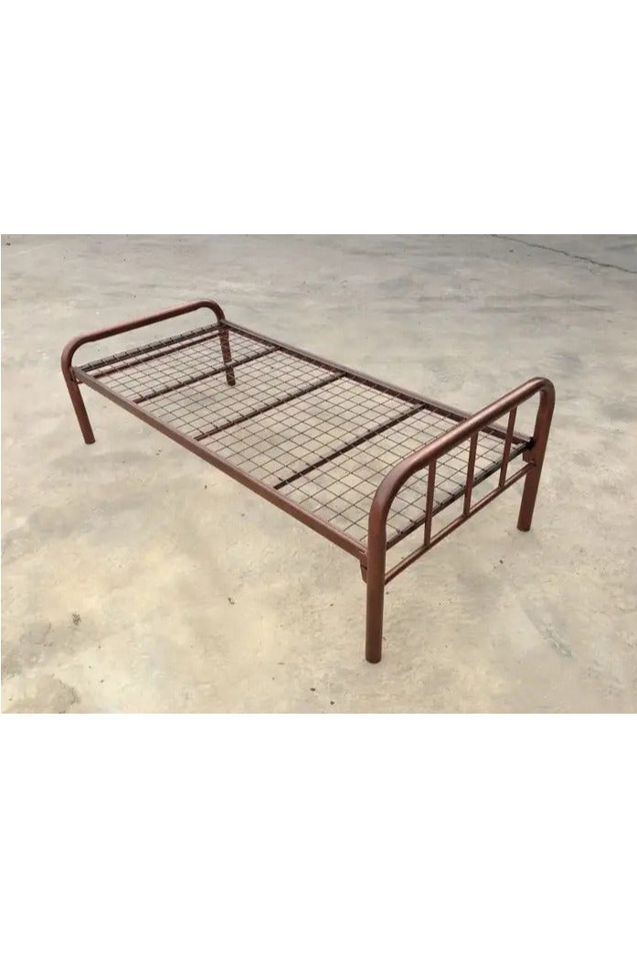 سرير حديد مفرد 90x190 سم – هيكل فولاذي قوي – مثالي للموظفين والضيوف وسكن العمال – تشطيب بني أنيق – ثابت وخالي من الضوضاء وسهل التركيب - Image 2