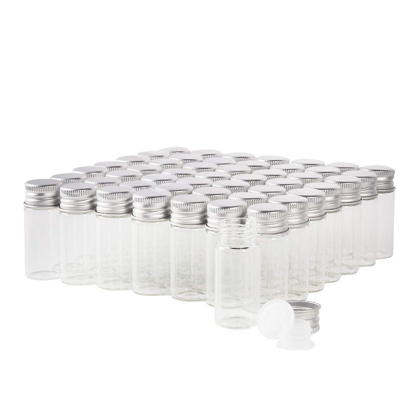 Cadbibe 10ml Glass Vials with Screw Caps and Plastic Stoppers, Small Clear Liquid Sample Vial, Leak-Proof Vial, 50PCS - Image 1