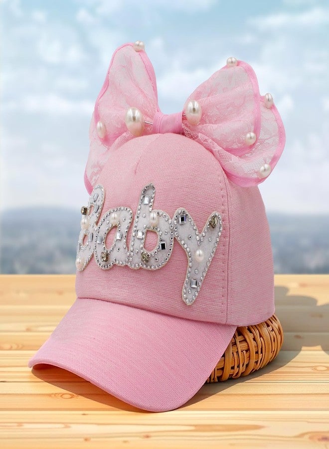 VRITRAZ Baby Sequence and Net Little Cap for Kids, Baby, Girls & Boys 3-12 Years (Pink) - Image 3