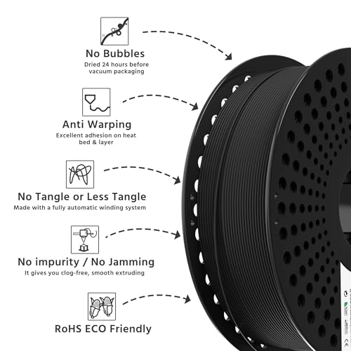 DP - DREAM POLYMERS Dreampolymers Premium TPU Filament 1.75mm 1kg: Premium Flexible 3D Printer Material with +/- 0.02mm Tolerance. Ideal for Direct Drive & Bowden Type 3D Printers. (Black) - Image 4