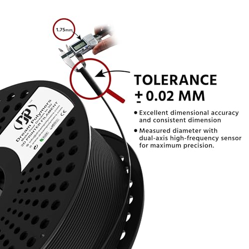 DP - DREAM POLYMERS Dreampolymers Premium TPU Filament 1.75mm 1kg: Premium Flexible 3D Printer Material with +/- 0.02mm Tolerance. Ideal for Direct Drive & Bowden Type 3D Printers. (Black) - Image 3