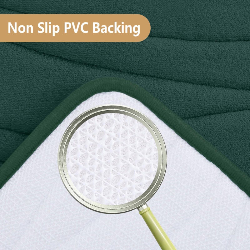 بجند بوجاندا Memory Foam Protch Brugات 24 × 16 إضافيًا ناعمًا وامتصاصًا الحصير الحمام غير القابل للانزلاق والآلة سجاد حمام قابلة للغسل لحوض الحمام الأرضية ودش أخضر داكن - Image 2