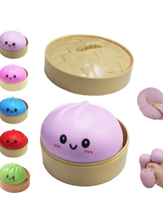 Anti-Stress Dumpling Squishy Fidget Toy - 3.15-Inch Squeeze Dough Ball for Kids & Adults - Soft Stretchy Sensory Toy for Anxiety Relief & Focus（Purple）1 Pcs - Image 1