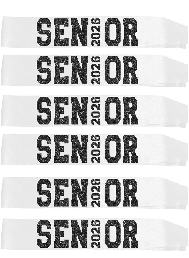 Partyprops 6Pcs White Senior 2026 Satin Sashes with Black Glitter Letters Senior 2026 Decorations - 2026 Graduation Celebrations Sashes - Senior Cheer Sash - Cheerleader Sash - Class Competition Sashes - Image 5