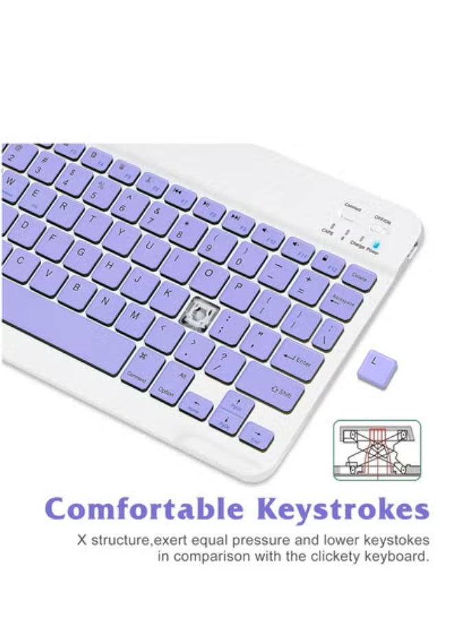 GULFLINK Wireless Bluetooth Rechargeable Keyboard, Multi-Device Universal Bluetooth Keyboard, Portable Keyboard, Suitable for iOS Android, Windows iPad, Tablets MacBook (Dark Purple) - Image 2