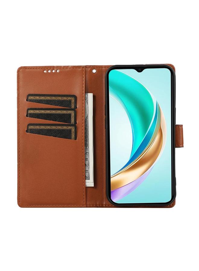 S-TOP Case For Honor X9c Global / Magic7 Lite PU Genuine Leather Texture Embossed Line Phone Case - Image 4