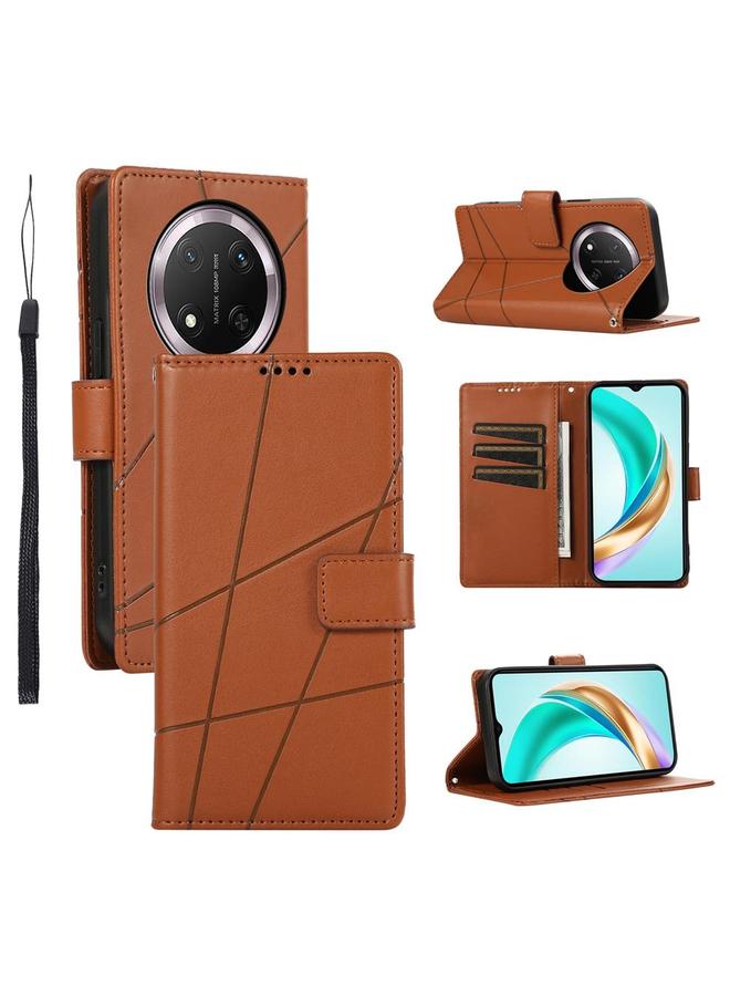 S-TOP Case For Honor X9c Global / Magic7 Lite PU Genuine Leather Texture Embossed Line Phone Case - Image 1