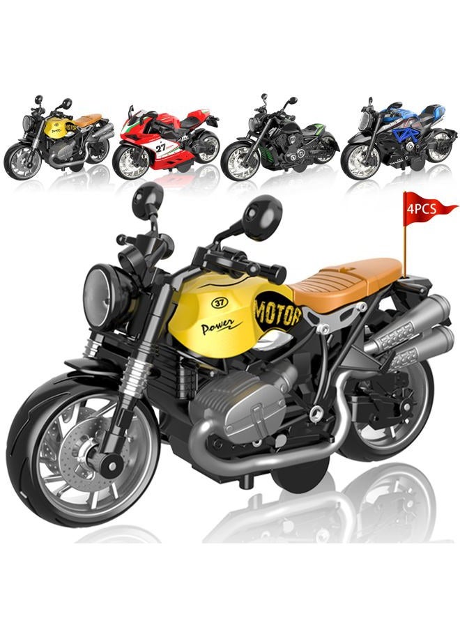 MQDMINI 4-Pack Pull-Back Motorcycle Toys - Friction Powered Kids Toy Cars with Lights, Sounds & Automatic Drive for Boys & Girls Aged 3-12 - Image 1