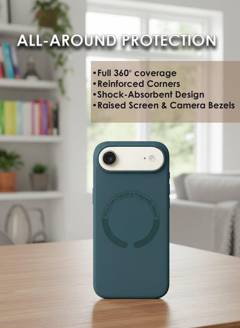 Apple iPhone 17 Air Silicone Magsafe Case, Ultra-Hybrid Soft Back Case Cover Compatible With Magsafe, Camera Protection, Shockproof Bumper Case Cover For Apple iPhone 17 Air - Green - Image 2