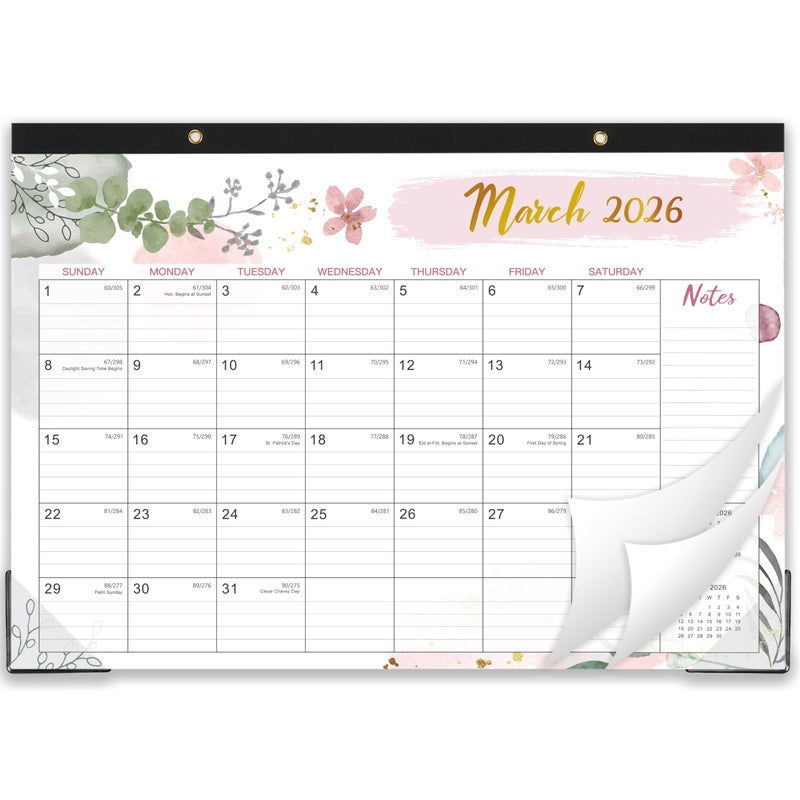 Feteulo 2026 Desk Calendar - Desk Calendar 2026, Jan 2026 - Dec 2026, 12 Monthly Desk/Wall Calendar Large 17" x 12", Large Ruled Blocks, Notes, Thick Paper - Image 1