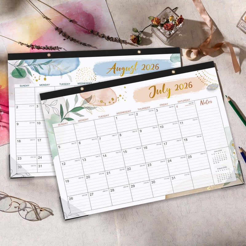 Feteulo 2026 Desk Calendar - Desk Calendar 2026, Jan 2026 - Dec 2026, 12 Monthly Desk/Wall Calendar Large 17" x 12", Large Ruled Blocks, Notes, Thick Paper - Image 2
