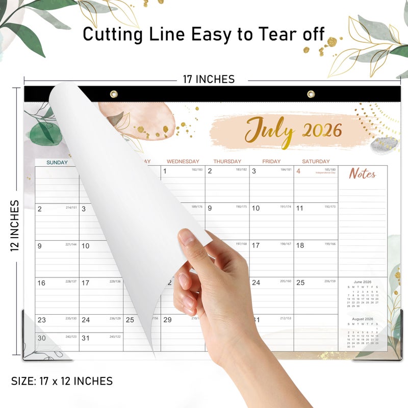 Feteulo 2026 Desk Calendar - Desk Calendar 2026, Jan 2026 - Dec 2026, 12 Monthly Desk/Wall Calendar Large 17" x 12", Large Ruled Blocks, Notes, Thick Paper - Image 5