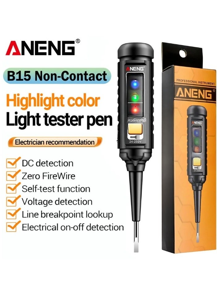 ANENG B15 Induction Teste Pen, AC Voltage Detection Electrician Screwdriver, Color Indicator Light Professional Electrician Screwdriver Tester Pen For Electricians, (1pc, Black) - Image 2