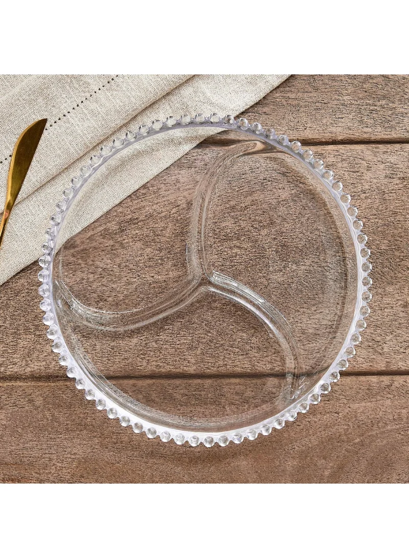 هوم بوكس طبق تقديم مقسم بثلاثة أقسام مزين بالخرز . × . سم