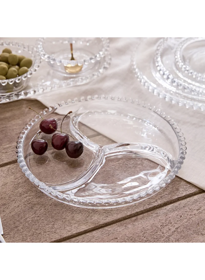 هوم بوكس طبق تقديم مقسم بثلاثة أقسام مزين بالخرز . × . سم