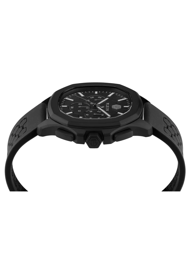PHILIPP PLEIN Spectre Chronograph Watch For Men With With Black Silicone Strap 44 Mm 5 Atm