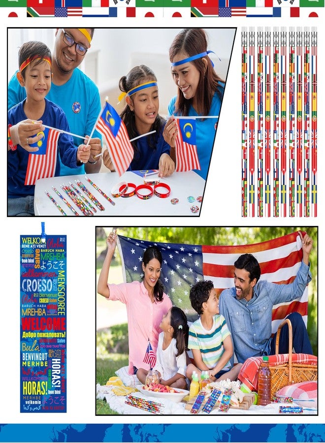 Supervitae 90 Pcs/ 30 Sets International World Flags Party Favor Include 60 Flags of Nations Bookmark 30 Pencil for Travel Trip Around Globe Party School Sports Event Festival Decor - Image 4