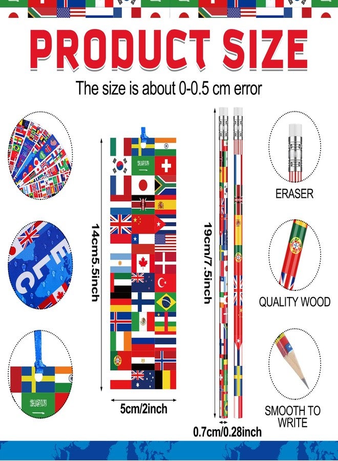 Supervitae 90 Pcs/ 30 Sets International World Flags Party Favor Include 60 Flags of Nations Bookmark 30 Pencil for Travel Trip Around Globe Party School Sports Event Festival Decor - Image 2
