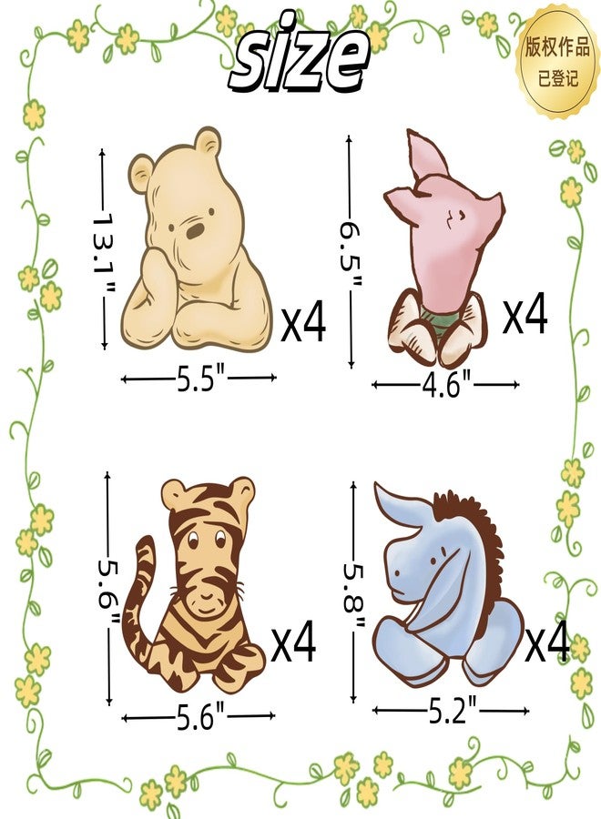 32 SPIRITS 16PCS Vintage Winnie Centerpieces Baby Shower Decorations Table Center Pieces Table Toppers On Stick Cute Cutouts for Pooh Birthday Supplies Party Decor - Image 2