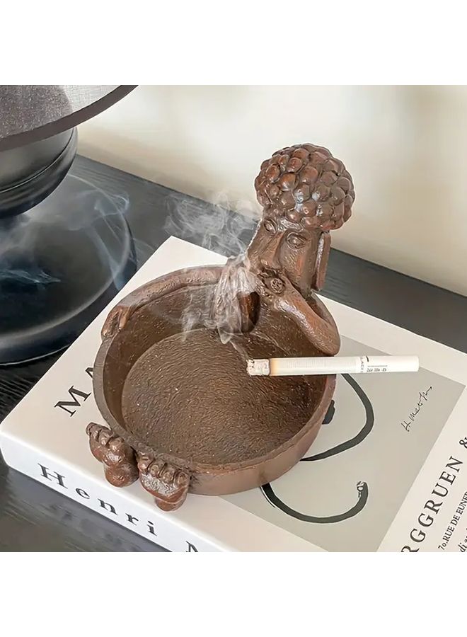 Upgrade Bath Moai Ashtray Brown Compact Lightweight Waterproof Easy Clean Home Office Decor - Image 5