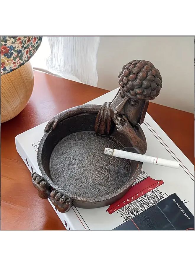 Upgrade Bath Moai Ashtray Brown Compact Lightweight Waterproof Easy Clean Home Office Decor - Image 1