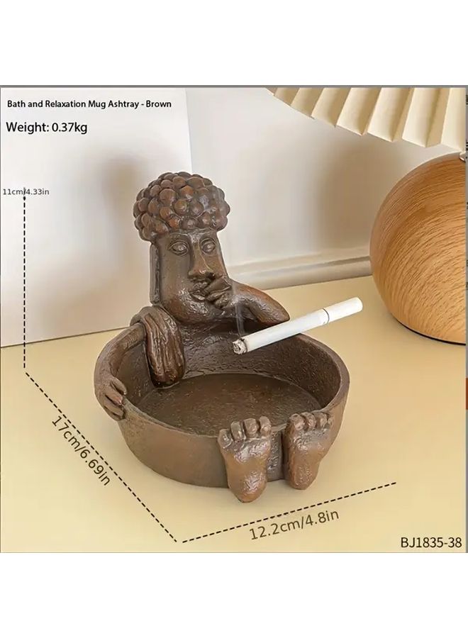 Upgrade Bath Moai Ashtray Brown Compact Lightweight Waterproof Easy Clean Home Office Decor - Image 4