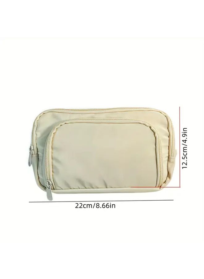 Large Capacity Blue Pencil Case With Multiple Compartments Light Beige Durable Polyester Handmade Stationery Organizer For Office Supplies Open Structure Bag Structured Construction - Image 3