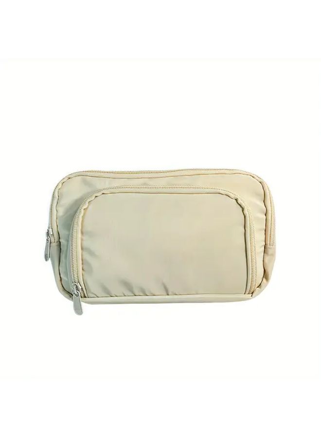 Large Capacity Blue Pencil Case With Multiple Compartments Light Beige Durable Polyester Handmade Stationery Organizer For Office Supplies Open Structure Bag Structured Construction - Image 4