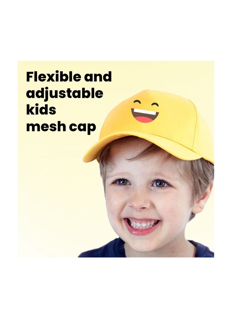 PRINTSHOP4ME - Kids Yellow Smiley Face Pack Of 2 T-Shirt And Cap Combo–Unisex Round Neck Short Sleeve Cotton T-Shirt - Image 1