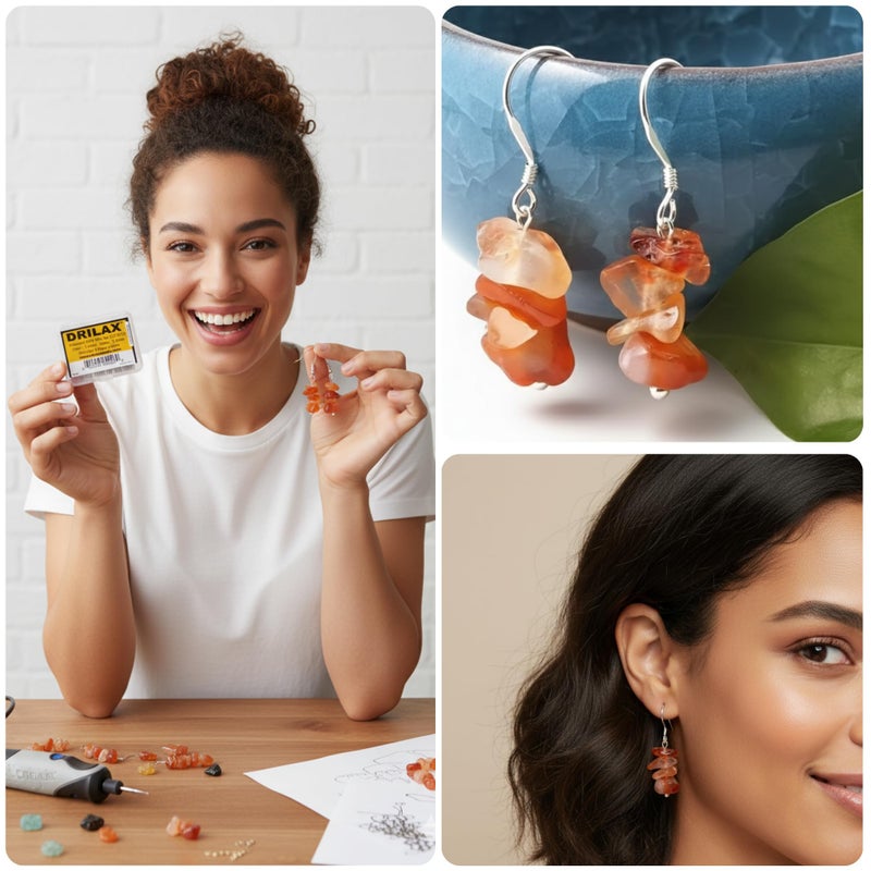 Drilax 24-Piece Diamond Drill Bits Set (1mm, 1.5mm, 2mm, 2.5mm) Compatible with Dremel Rotary Tools â€“ Includes 4 Collets â€“ Diamond Tipped Drill Bit for Stone, Glass, Sea Shells & Jewelry Making Tools - Image 4