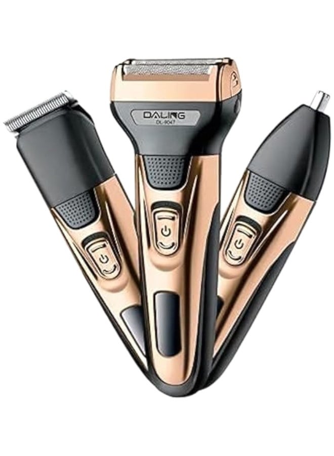 DALING DL-9047 3-in-1 Rechargeable Cordless Grooming Kit – Electric Foil Shaver, Hair Trimmer & Nose Trimmer for Men - Image 2