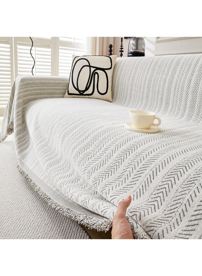 Chenille Sofa Cover - Cat-Proof & Anti-Scratch Couch Protector Slipcover with Tassels | Universal Fit for 1 2 3 4 Seater L U Sofas | Simple Modern Solid Colour Sofa Throw - Image 1