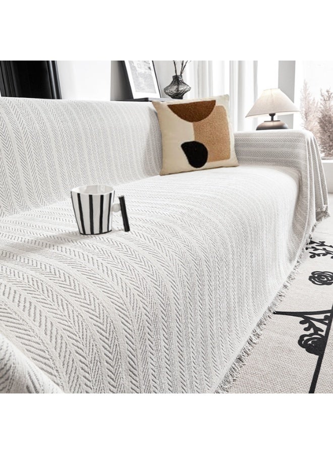 Chenille Sofa Cover - Cat-Proof & Anti-Scratch Couch Protector Slipcover with Tassels | Universal Fit for 1 2 3 4 Seater L U Sofas | Simple Modern Solid Colour Sofa Throw - Image 3