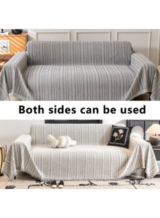 Chenille Sofa Cover - Cat-Proof & Anti-Scratch Couch Protector Slipcover with Tassels | Universal Fit for 1 2 3 4 Seater L U Sofas | Simple Modern Solid Colour Sofa Throw - view 5