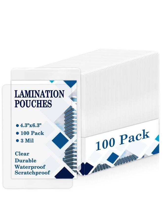 XUWAIDSGN Index Card Laminating Pouches 4x6 File Card Laminating Pouches Lamination Pouches Recipe Card Laminating Pouches for Work Permits Pass Cards Student ID Cards (100, 4.3x6.3inch) - Image 1