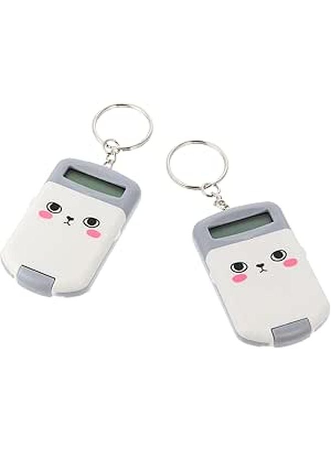 2 Pack Portable Mini Student Calculator Gray Compact Arithmetic Counter For School Exam - Image 1