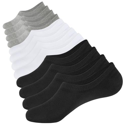 CLOSEMATE Mens No Show Socks Cotton Thin High Elasticity Low Cut Ankle Socks with Non Slip Grips 6 Pairs (2Black2White2Grey, Size L) - Image 1