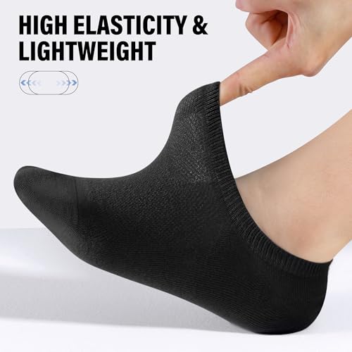 CLOSEMATE Mens No Show Socks Cotton Thin High Elasticity Low Cut Ankle Socks with Non Slip Grips 6 Pairs (2Black2White2Grey, Size L) - Image 4