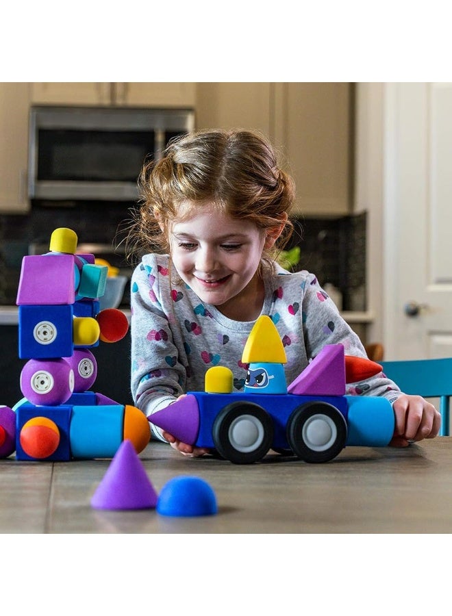Blockaroo Magnetic Foam Building Blocks 100Piece Set with Storage Chest Bath Toys for Toddlers Preschool Toys Bathtub Toys Sensory Toys Blocks for Toddlers 35 Engineering Toys for Kids 35 - Image 1