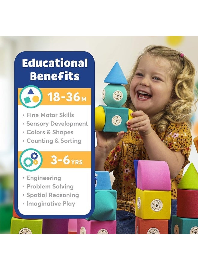 Blockaroo Magnetic Foam Building Blocks 100Piece Set with Storage Chest Bath Toys for Toddlers Preschool Toys Bathtub Toys Sensory Toys Blocks for Toddlers 35 Engineering Toys for Kids 35 - Image 5