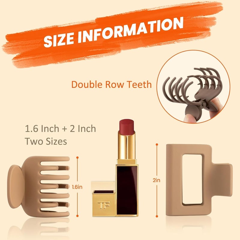 HFLYJPYW 8 Pack Small Claw Clips for Women Girls Double Row Teeth Medium Hair Clips Matte Claw Clips for Thin Hair No Slip Hair Clips for Short Hair Accessories (Dark Series) - Image 2
